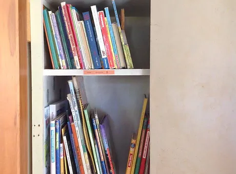 A library shelf with German children's books